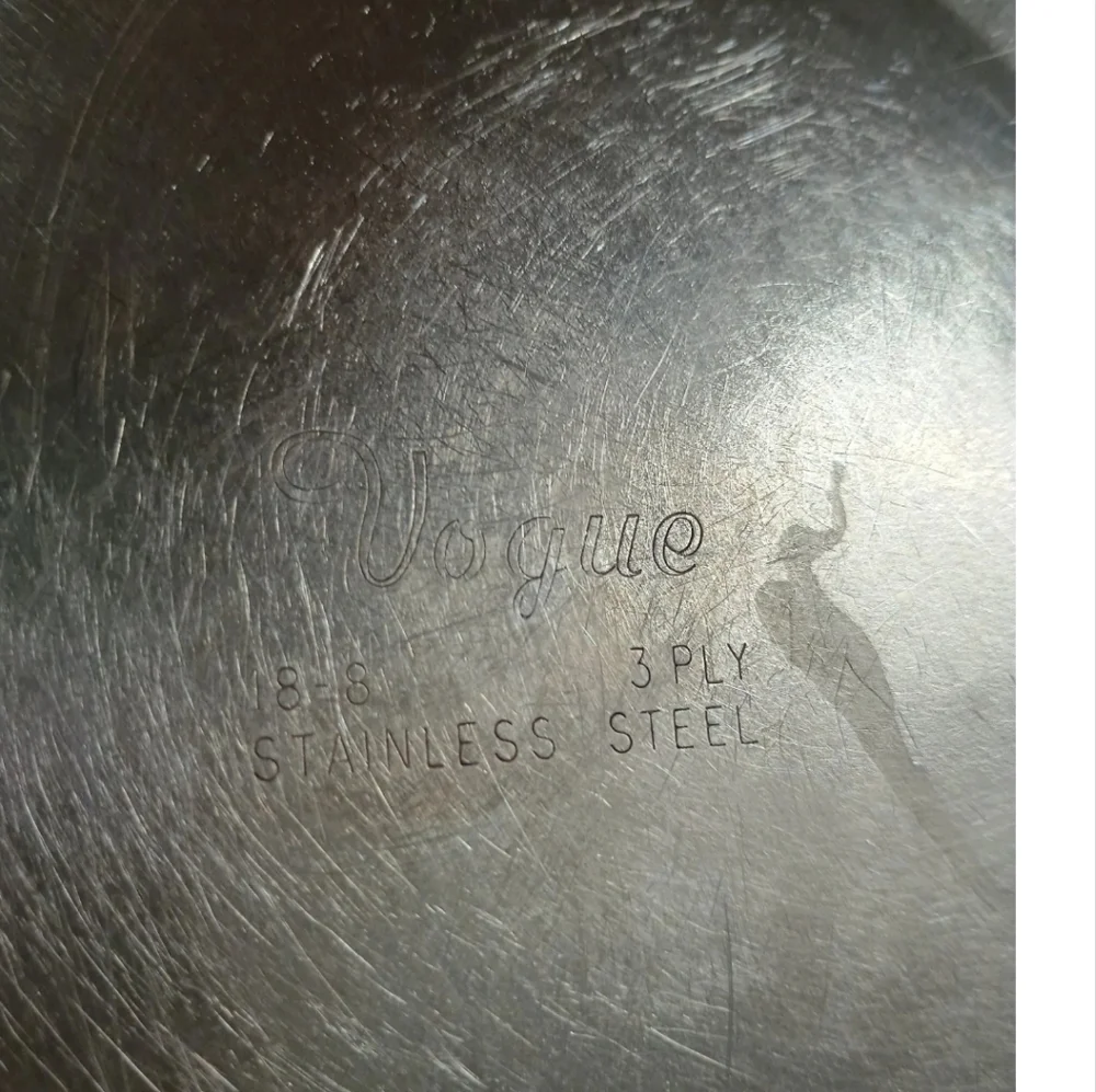 Vintage Vogue Stainless Steel 3 Ply 18-8 Frying Skillet Pan 10 Inch